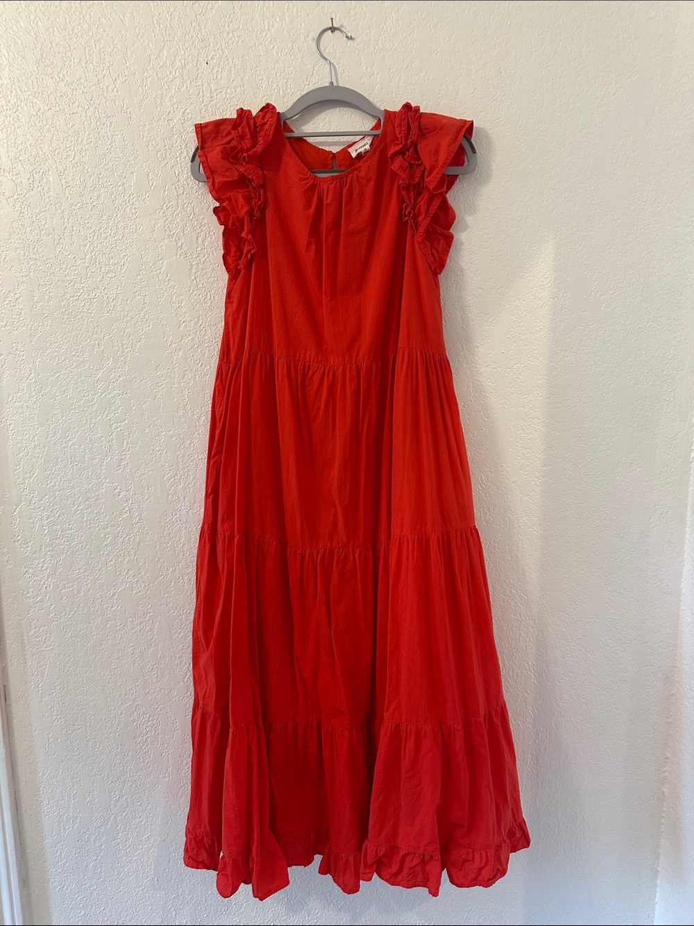 &merci Red Ruffle-Sleeve Maxi Dress